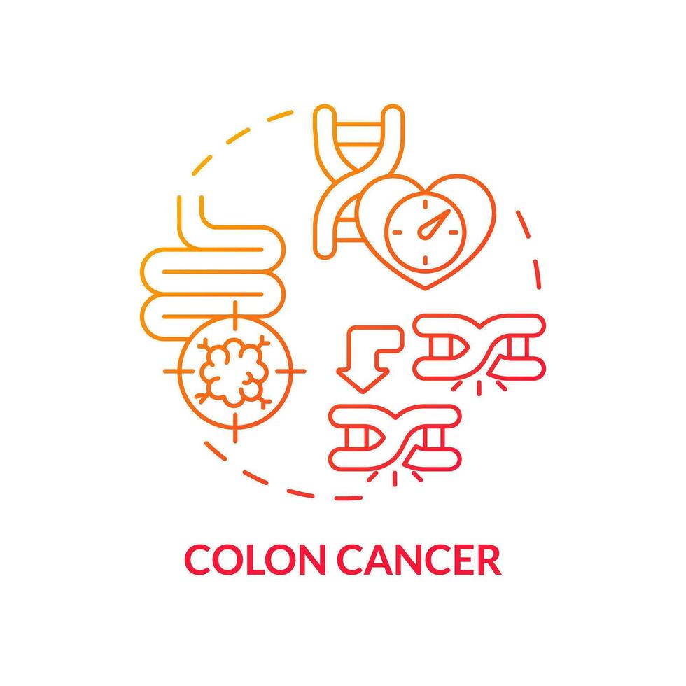 Colon cancer red gradient concept icon. Oncology. Family health history and chronic diseases abstract idea thin line illustration. Isolated outline drawing vector