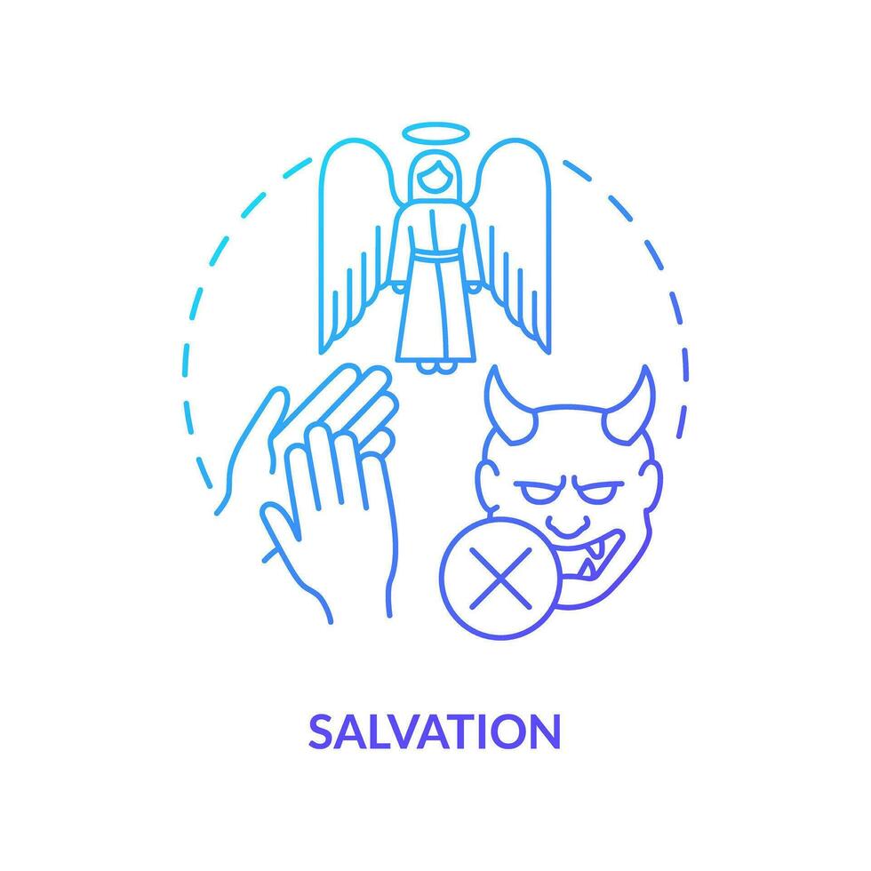 Salvation blue gradient concept icon. Protecting from harm and dire. Soul saving. Christian belief abstract idea thin line illustration. Isolated outline drawing vector