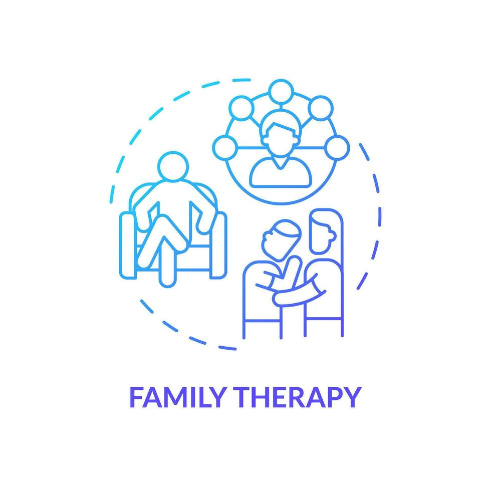 Family therapy blue gradient concept icon. Counseling and psychotherapy. Attachments. Genograms usage abstract idea thin line illustration. Isolated outline drawing vector