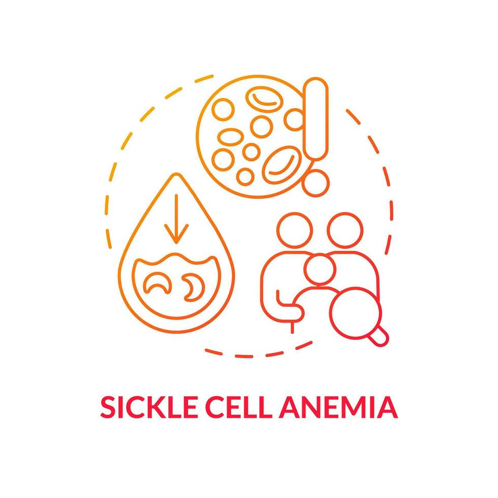 Sickle cell anemia red gradient concept icon. Genetic blood disorder. Hered gradientitary disease abstract idea thin line illustration. Isolated outline drawing vector