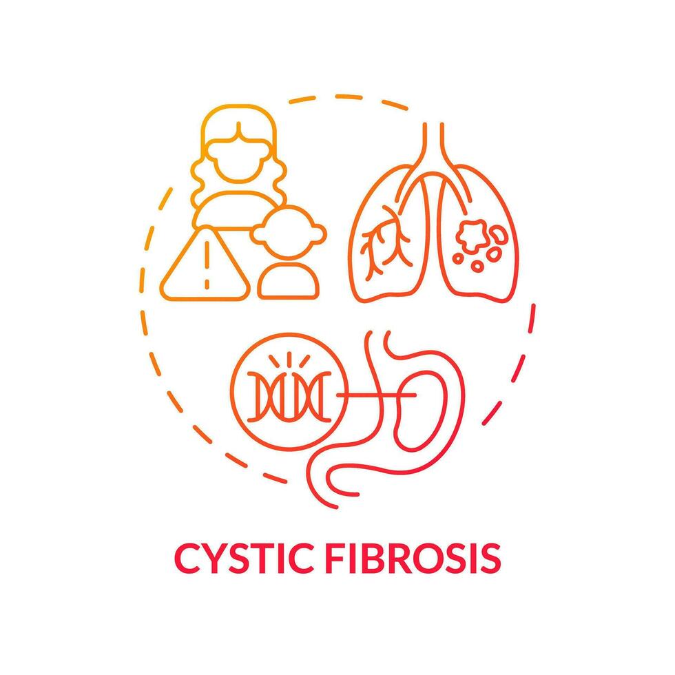 Cystic fibrosis red gradient concept icon. Respiratory and digestive systems. Hered gradientitary disease abstract idea thin line illustration. Isolated outline drawing vector