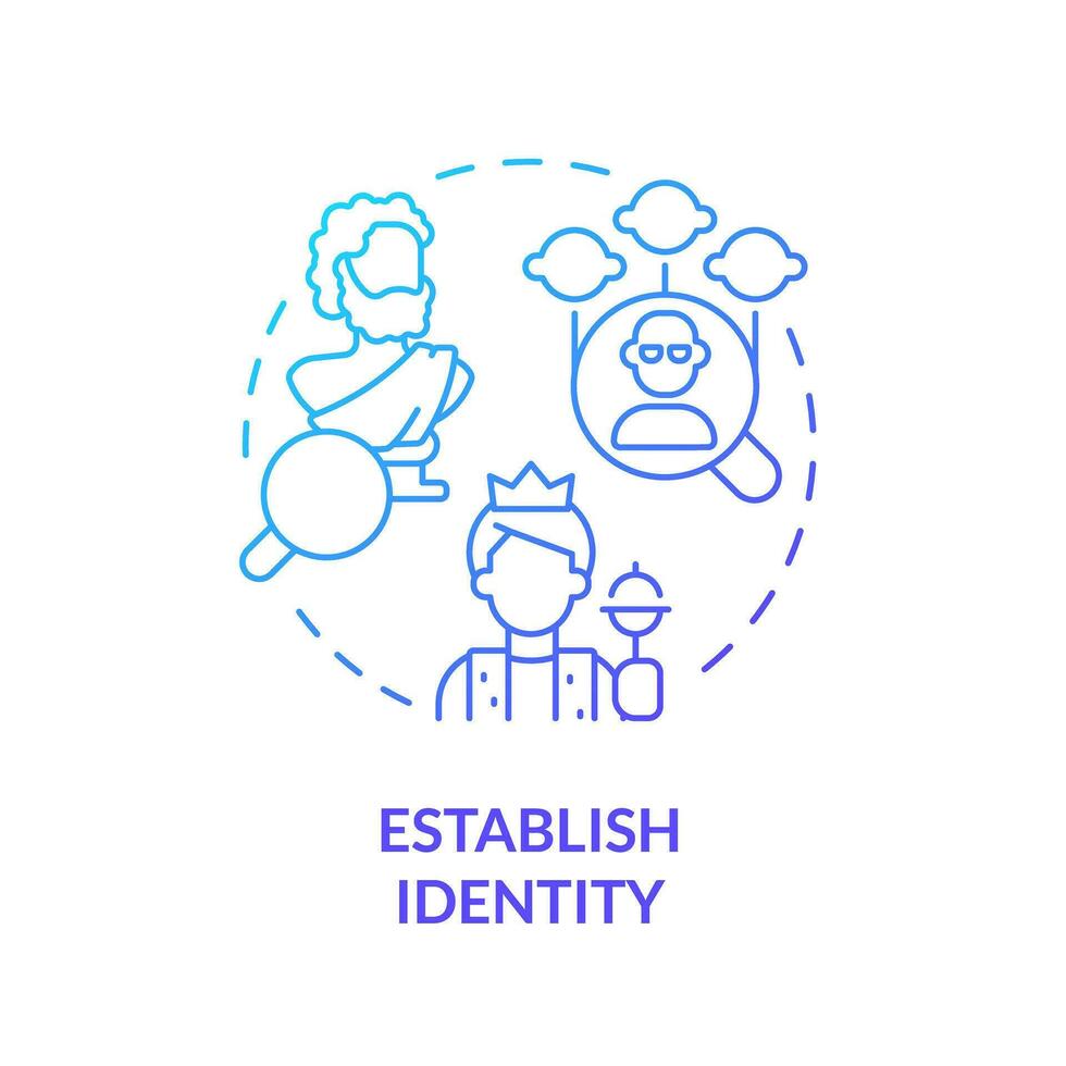 Establish identity blue gradient concept icon. Social status. Genealogical research motivation abstract idea thin line illustration. Isolated outline drawing vector