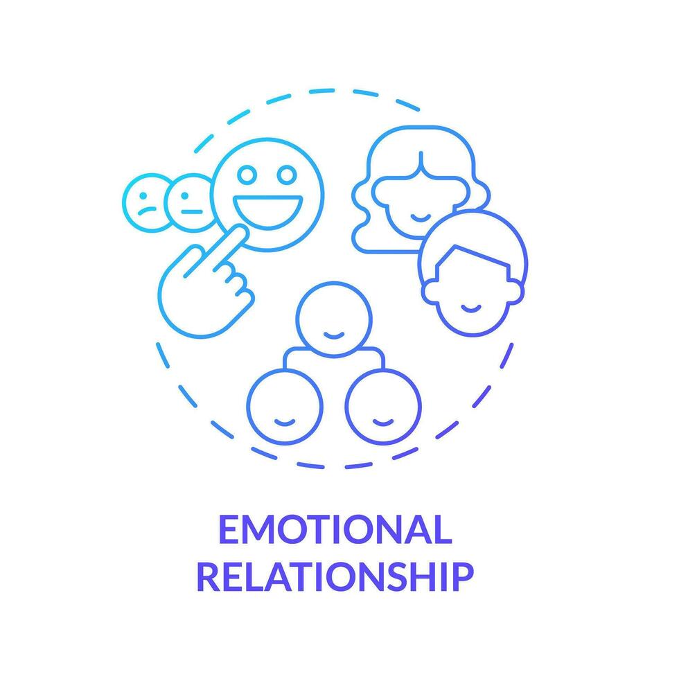 Emotional relationship blue gradient concept icon. Closeness and attachments. Genograms information abstract idea thin line illustration. Isolated outline drawing vector