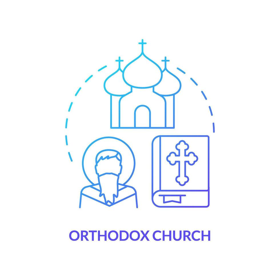 Orthodox church blue gradient concept icon. Religious culture traditions. Christian confession type abstract idea thin line illustration. Isolated outline drawing vector