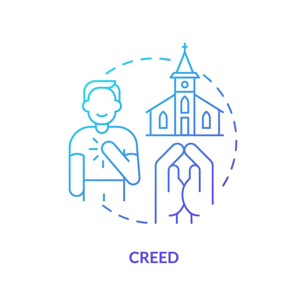Creed blue gradient concept icon. Saint statement of religious faith. Christian belief symbol abstract idea thin line illustration. Isolated outline drawing vector
