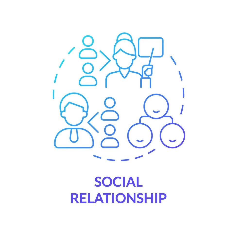 Social relationship blue gradient concept icon. Employee, employer relations. Genograms information abstract idea thin line illustration. Isolated outline drawing vector