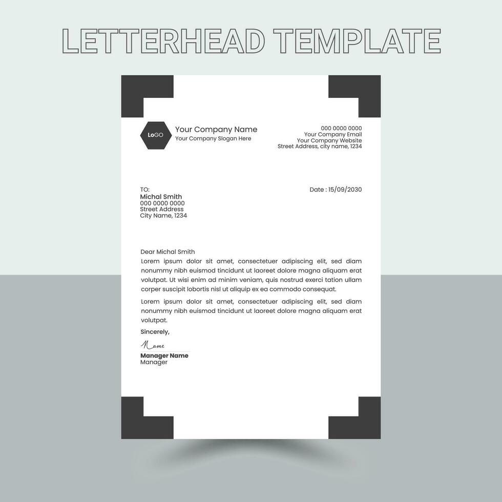 Minimal Corporate Letterhead template design with geometric shapes. Vector graphic design.