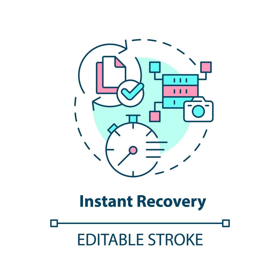 Instant recovery concept icon. Quick restoration. Type of disaster recovery abstract idea thin line illustration. Isolated outline drawing. Editable stroke vector