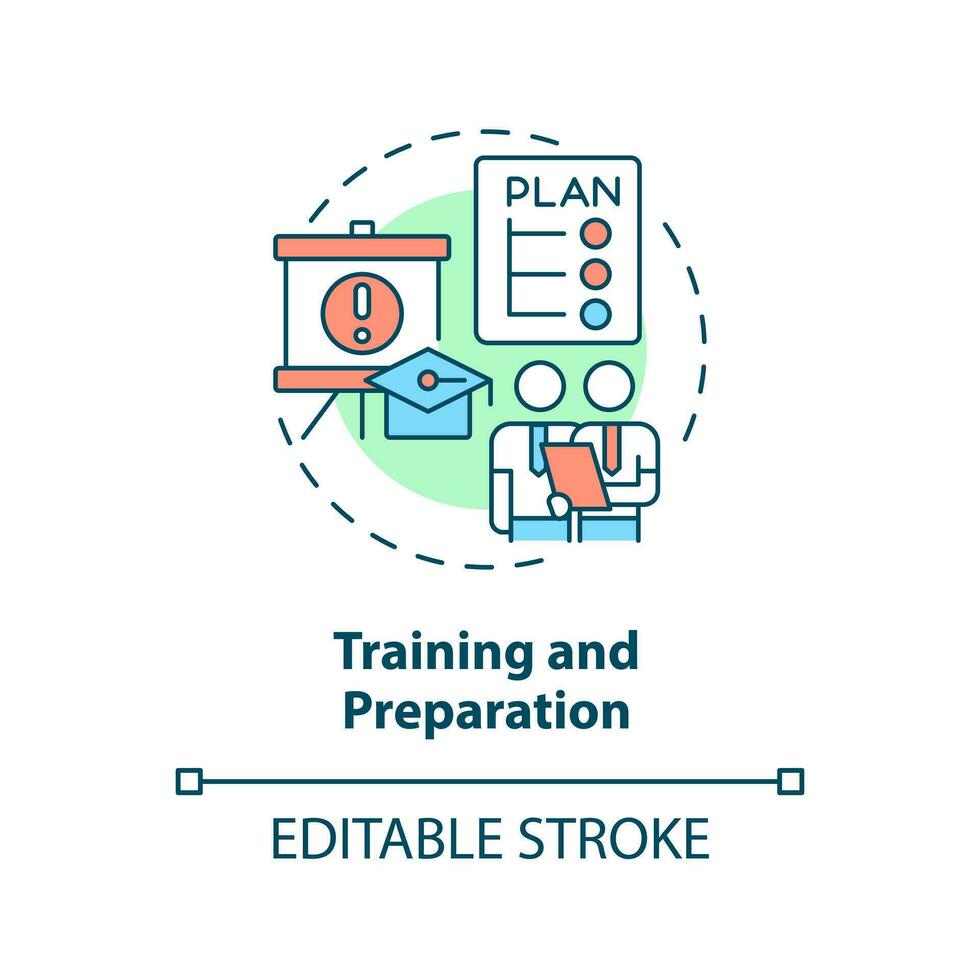 Training and preparation concept icon. Disaster recovery plan benefit abstract idea thin line illustration. Isolated outline drawing. Editable stroke vector