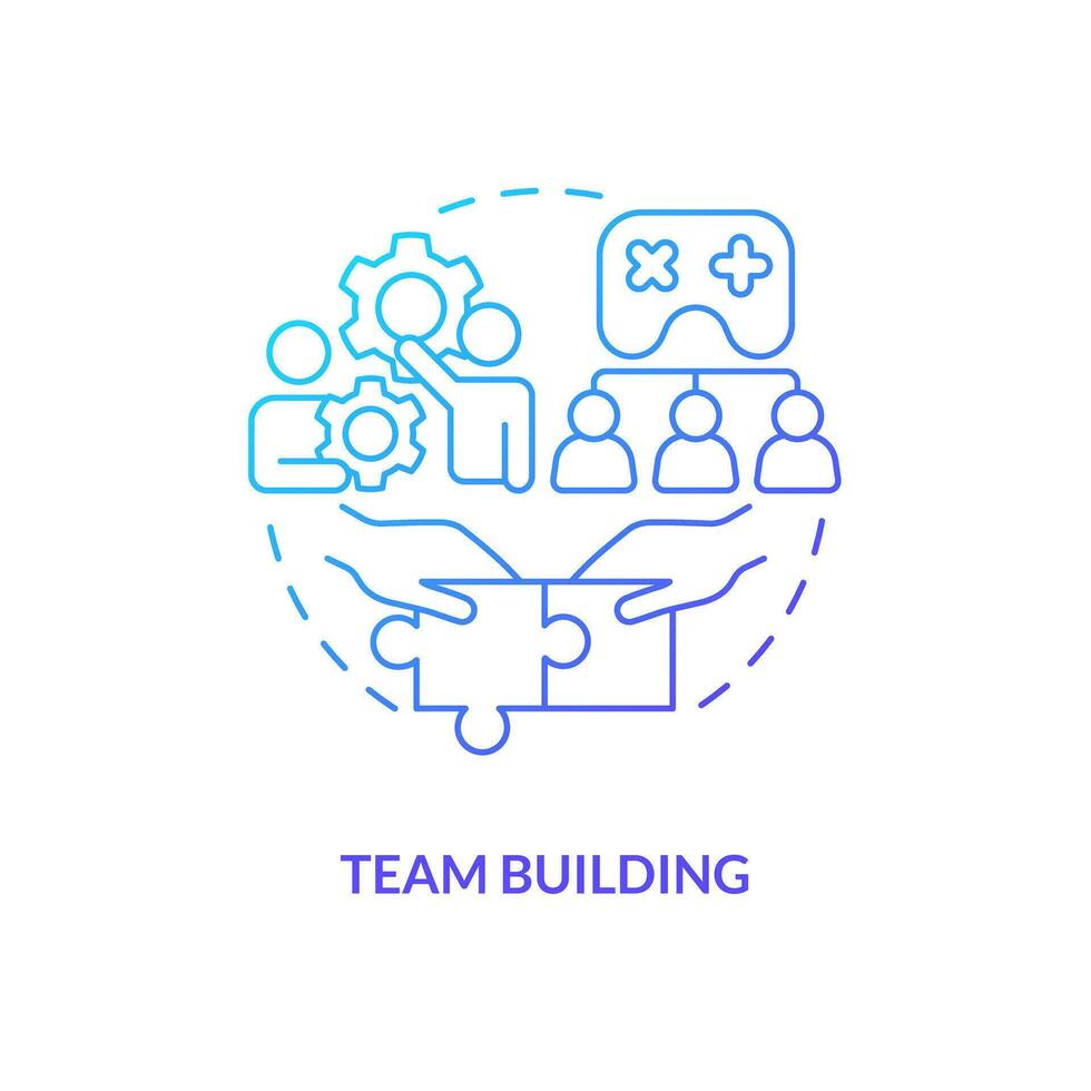 Team building blue gradient concept icon. Encourage collaboration. Gamification in workplace abstract idea thin line illustration. Isolated outline drawing vector