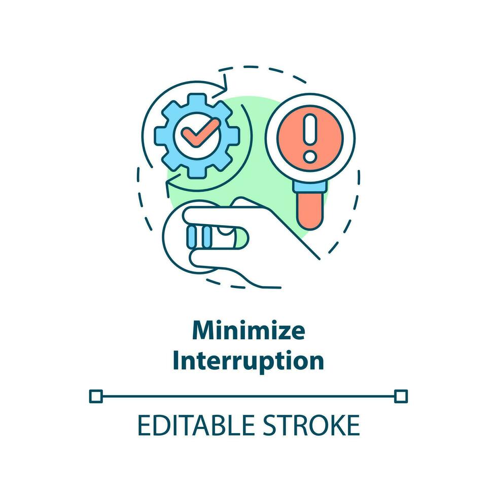 Minimize interruption concept icon. Continuous work. Disaster recovery plan benefit abstract idea thin line illustration. Isolated outline drawing. Editable stroke vector