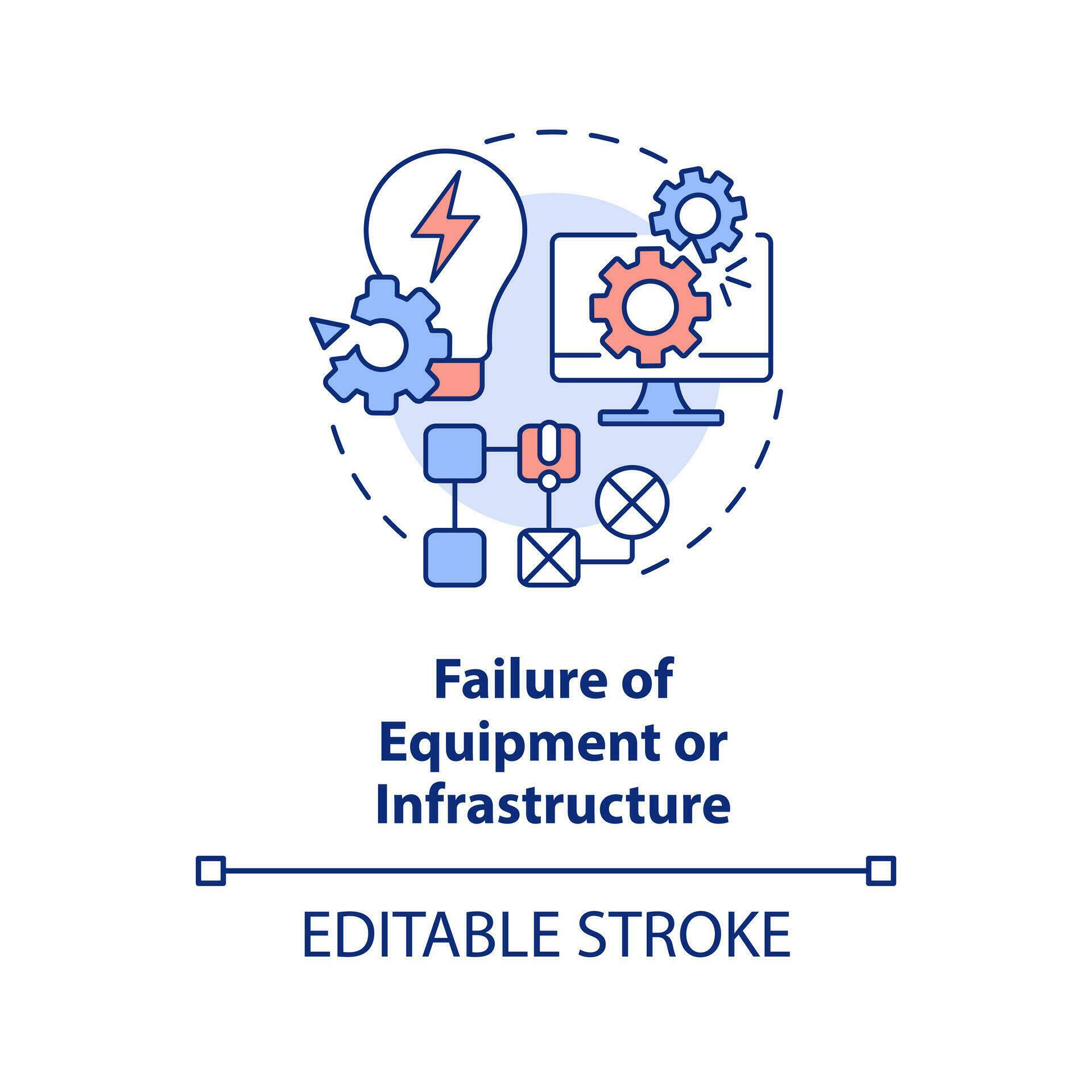 Failure of equipment or infrastructure concept icon. Power outage