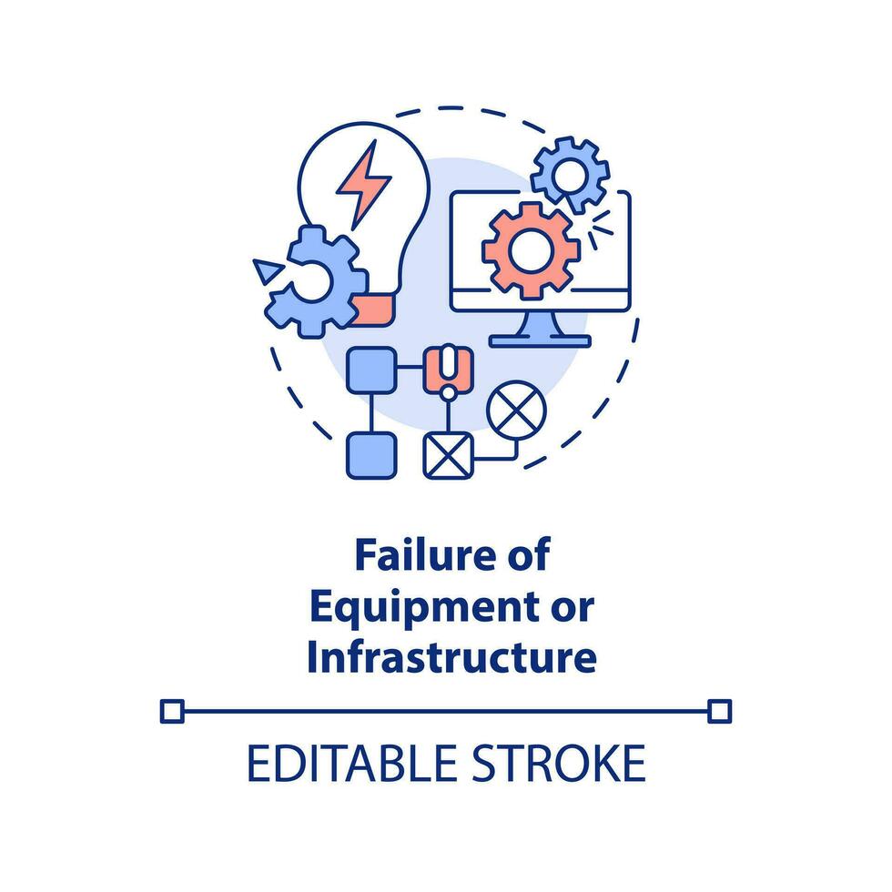 fracaso de equipo o infraestructura concepto icono. poder corte. desastre tipo resumen idea Delgado línea ilustración. aislado contorno dibujo. editable carrera vector