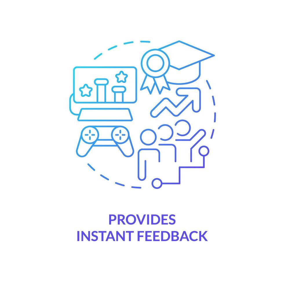Provide instant feedback blue gradient concept icon. Education technology. Gamification benefits in e learning abstract idea thin line illustration. Isolated outline drawing vector
