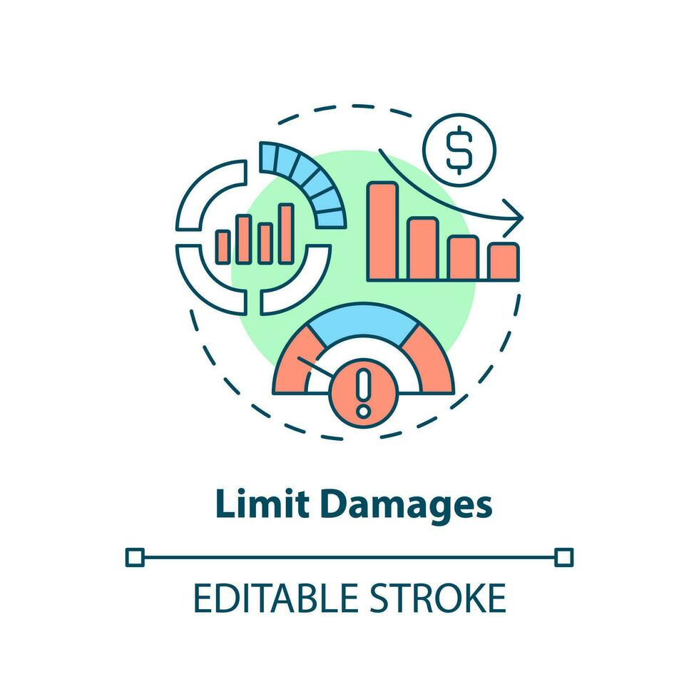 Limit damages concept icon. Analytics. Disaster recovery plan benefit abstract idea thin line illustration. Isolated outline drawing. Editable stroke vector