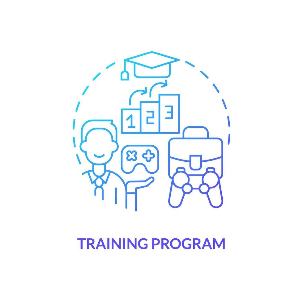 Training program blue gradient concept icon. Improve workers education. Gamification in workplace abstract idea thin line illustration. Isolated outline drawing vector