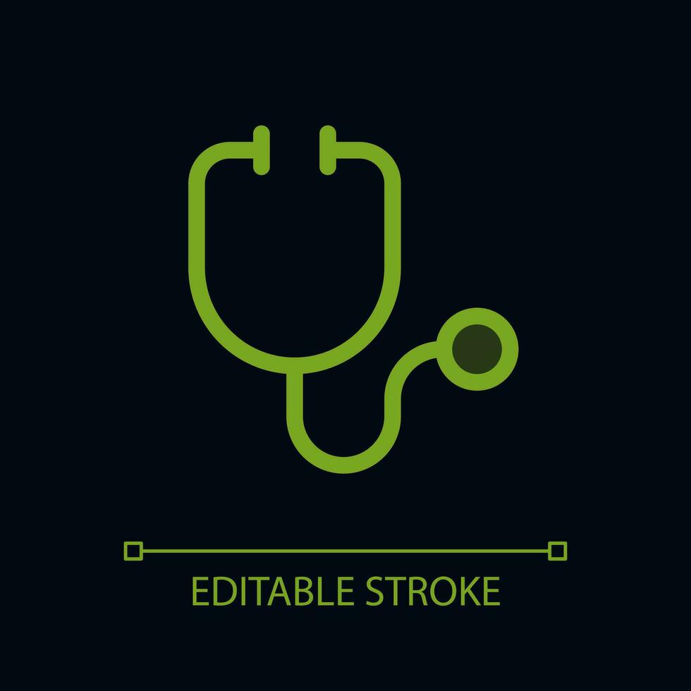 Stethoscope pixel perfect glassmorphism ui icon for dark theme. Healthcare. Color filled line element with transparency. Isolated vector pictogram for night mode. Editable stroked