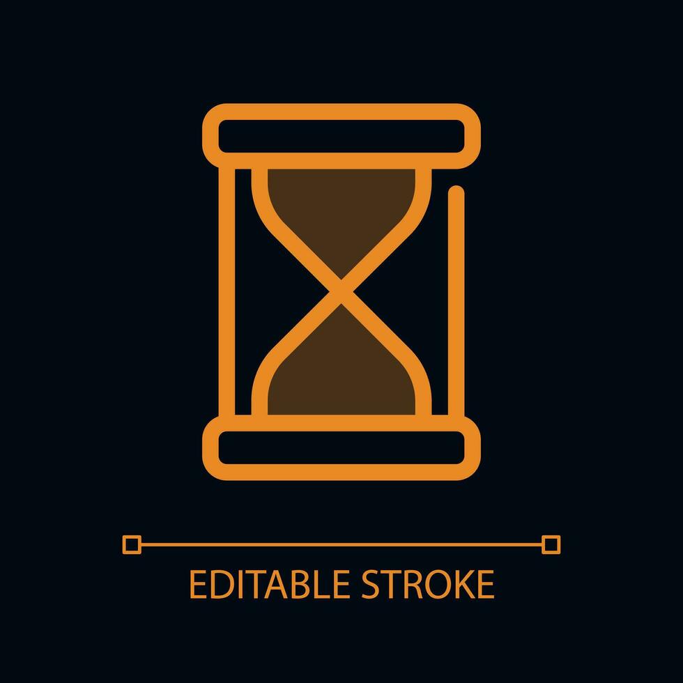 Hourglass pixel perfect glassmorphism ui icon for dark theme. Time measuring. Color filled line element with transparency. Isolated vector pictogram for night mode. Editable stroked