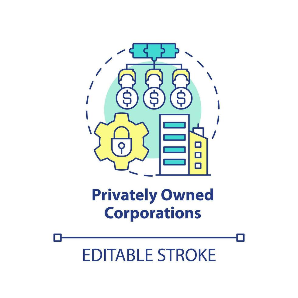 Corporations concept icon. Privately owned small and medium size business abstract idea thin line illustration. Isolated outline drawing. Editable stroke vector