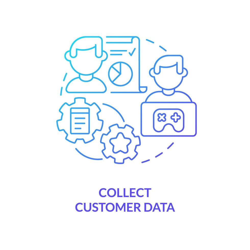 Collect customer data blue gradient concept icon. Leads generation. Digital marketing gamification pros abstract idea thin line illustration. Isolated outline drawing vector