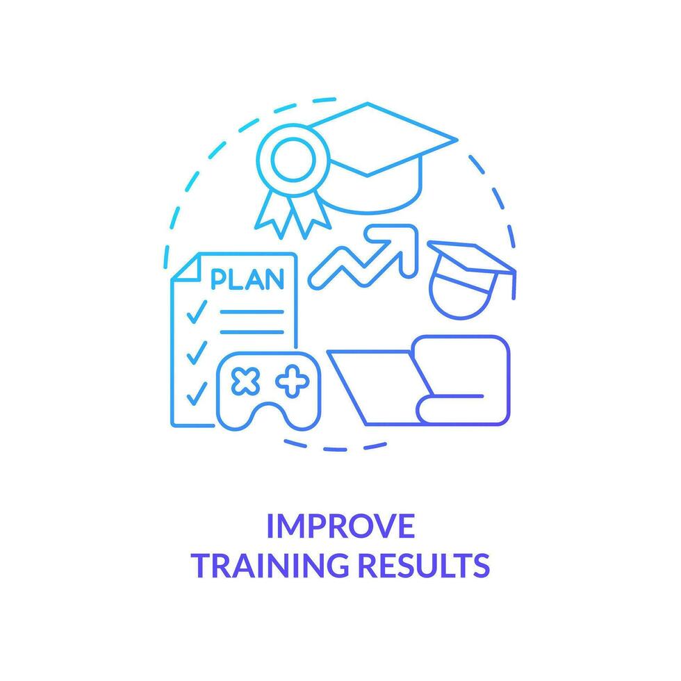 Improve training results blue gradient concept icon. Company strategy. Gamification in corporate education abstract idea thin line illustration. Isolated outline drawing vector