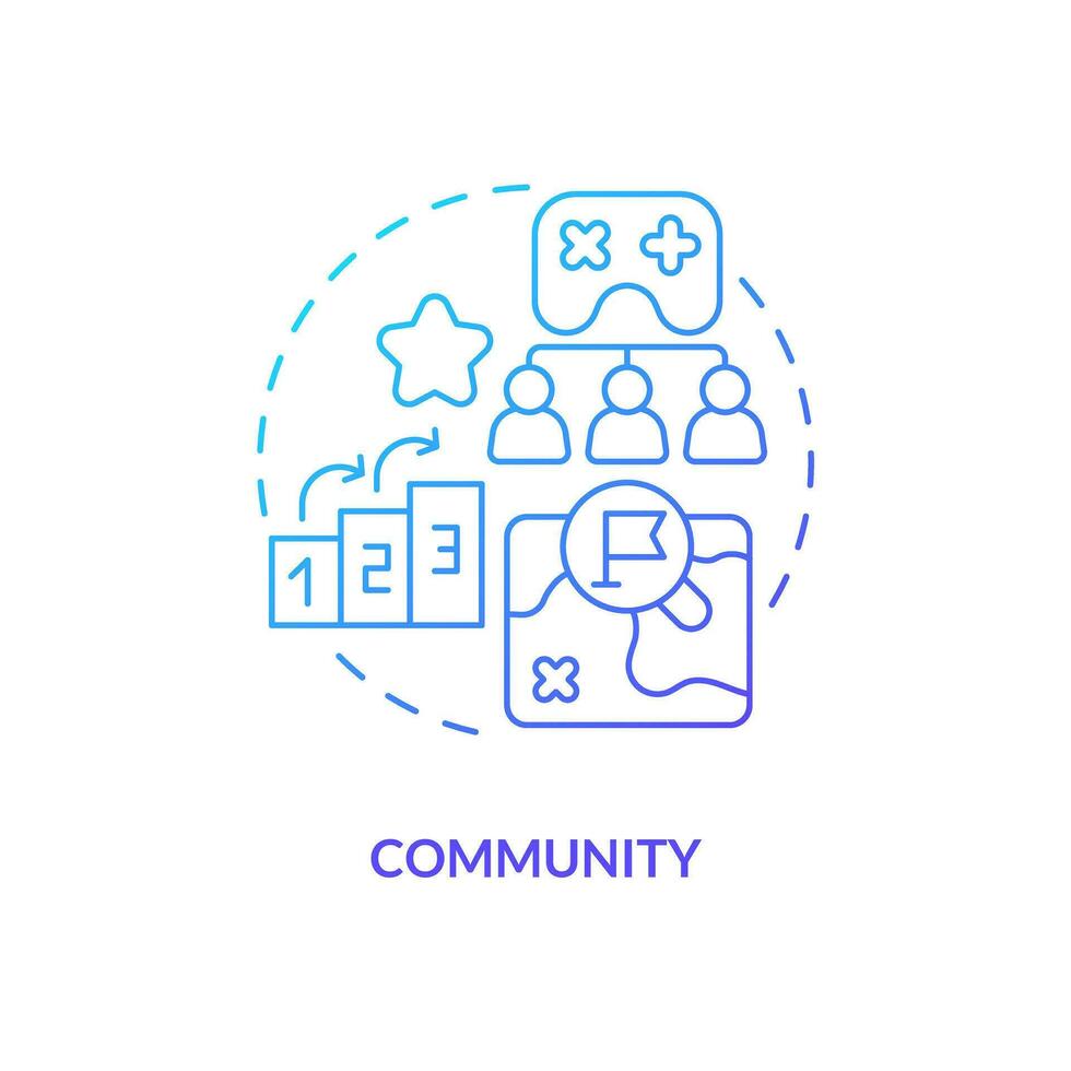 Community blue gradient concept icon. Communication with partners. Game mechanics in gamification abstract idea thin line illustration. Isolated outline drawing vector