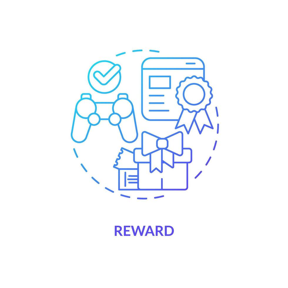 Reward blue gradient concept icon. Bonuses for loyal users. Game mechanics in gamification abstract idea thin line illustration. Isolated outline drawing vector