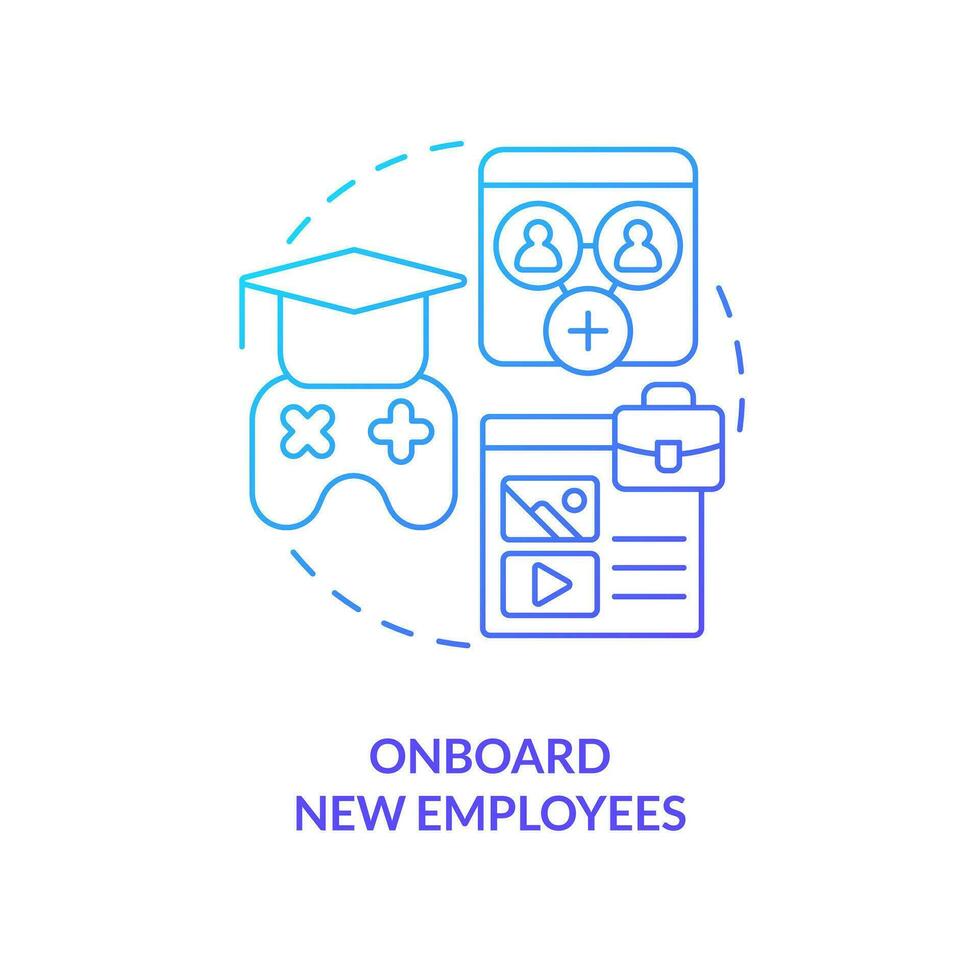 Onboard new employees blue gradient concept icon. Team introducing. Gamification in corporate training abstract idea thin line illustration. Isolated outline drawing vector
