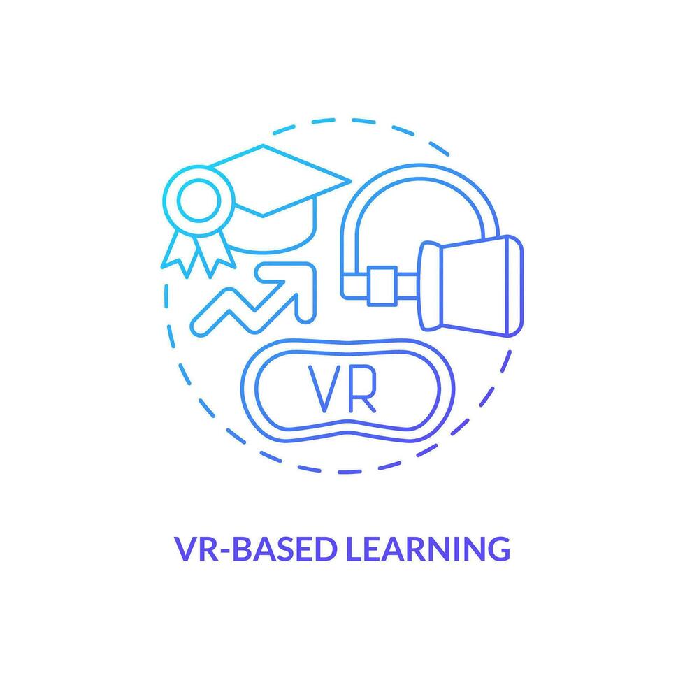 VR based learning blue gradient concept icon. Technology of future. Education technology. Gamification trend abstract idea thin line illustration. Isolated outline drawing vector