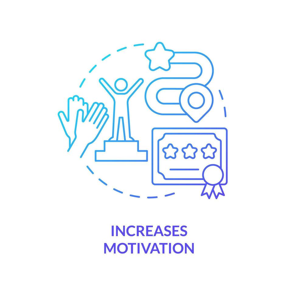 Increase motivation blue gradient concept icon. Students interest. Gamification benefits in e learning abstract idea thin line illustration. Isolated outline drawing vector