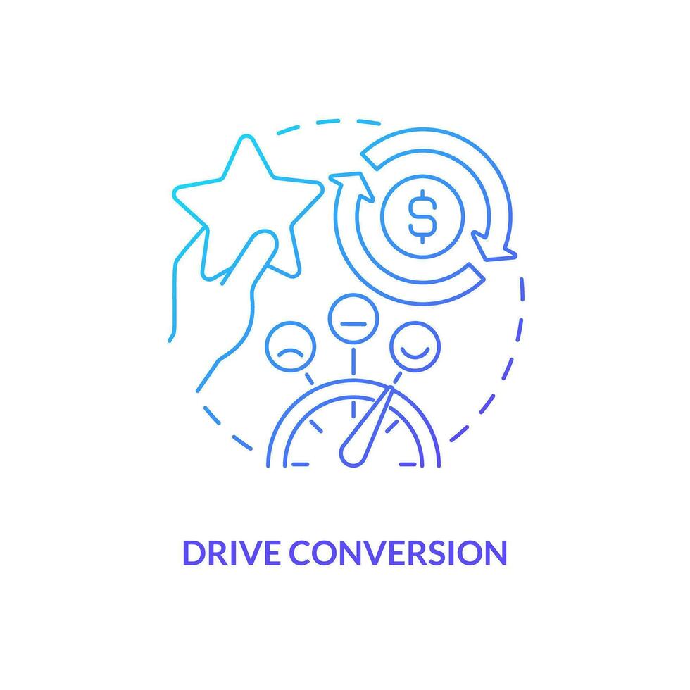 Drive conversion blue gradient concept icon. Loyal consumers. Digital marketing gamification pros abstract idea thin line illustration. Isolated outline drawing vector