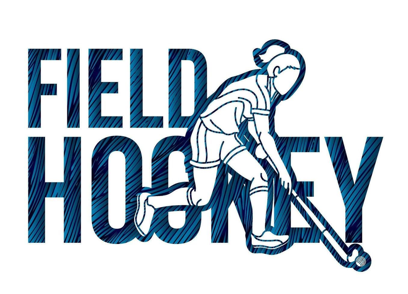 Field Hockey Text Designed with Female Player vector