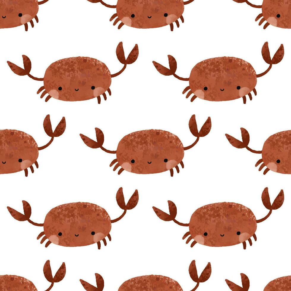 nautical seamless pattern with underwater life. Fishes and other animals. Under sea, deep water. Childish simple design vector