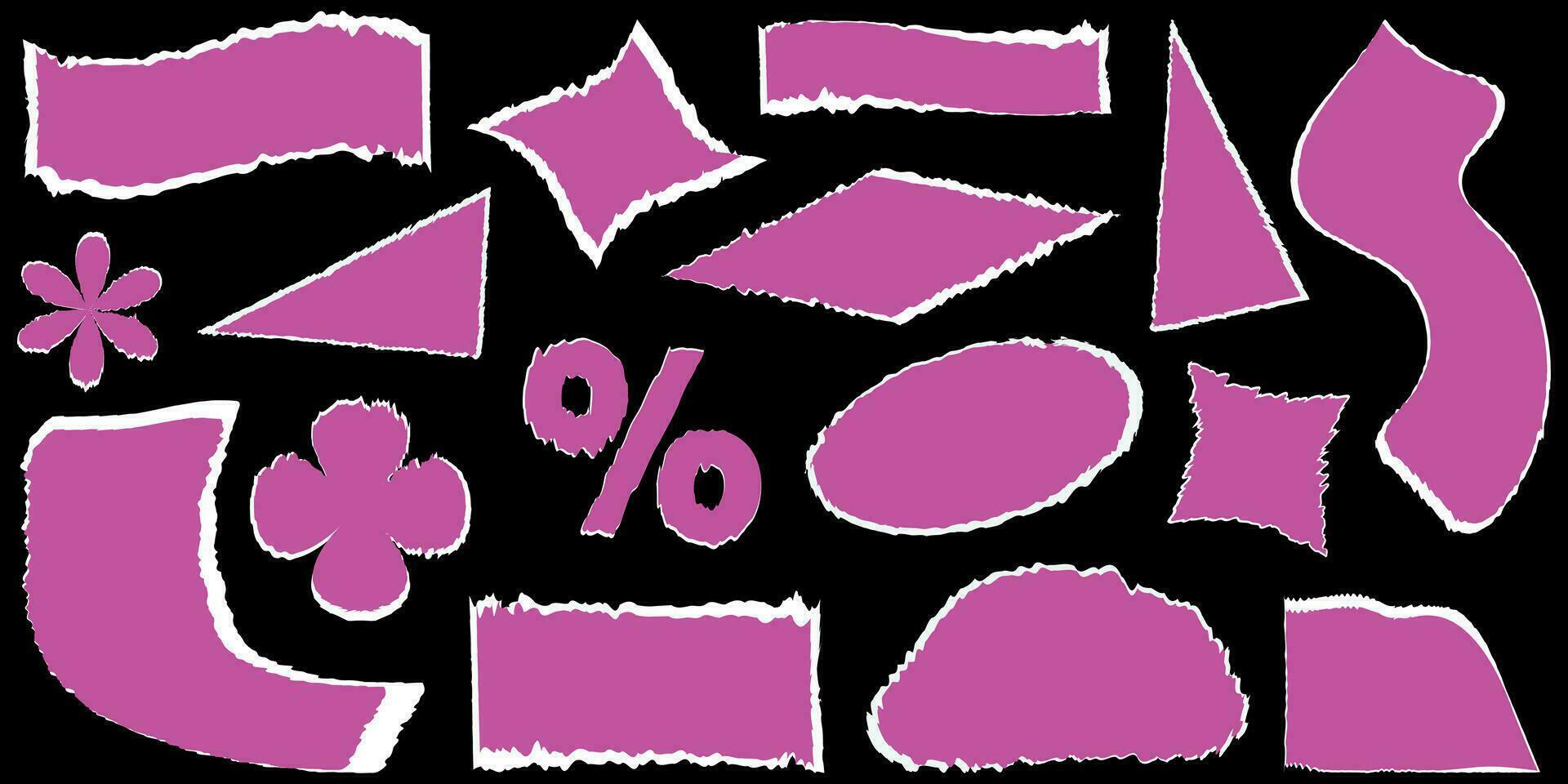 Shape set y2k style for banner. Ripped paper set.Vector illustration.Paper collage design vector.Shape set y2k style for decoaration.Trendy 90s.Vector elements in cartoon style.Y2k aesthetic. vector