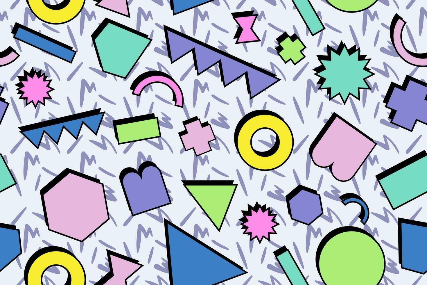 90s seamless pattern colourful memphis style retro background or retro 80s wallpaper vector