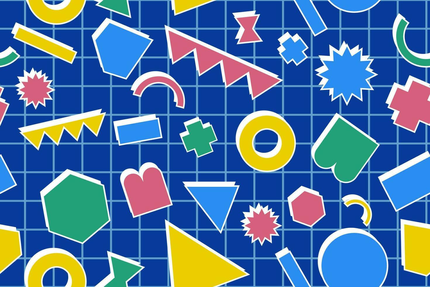 90s seamless pattern colourful memphis style retro background or retro 80s wallpaper vector