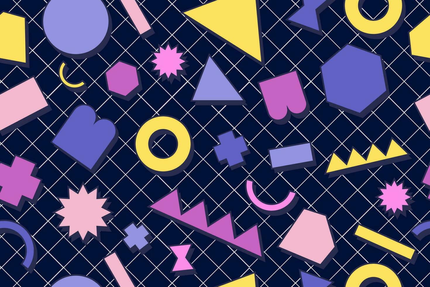 90s seamless pattern colourful memphis style retro background or retro 80s wallpaper vector