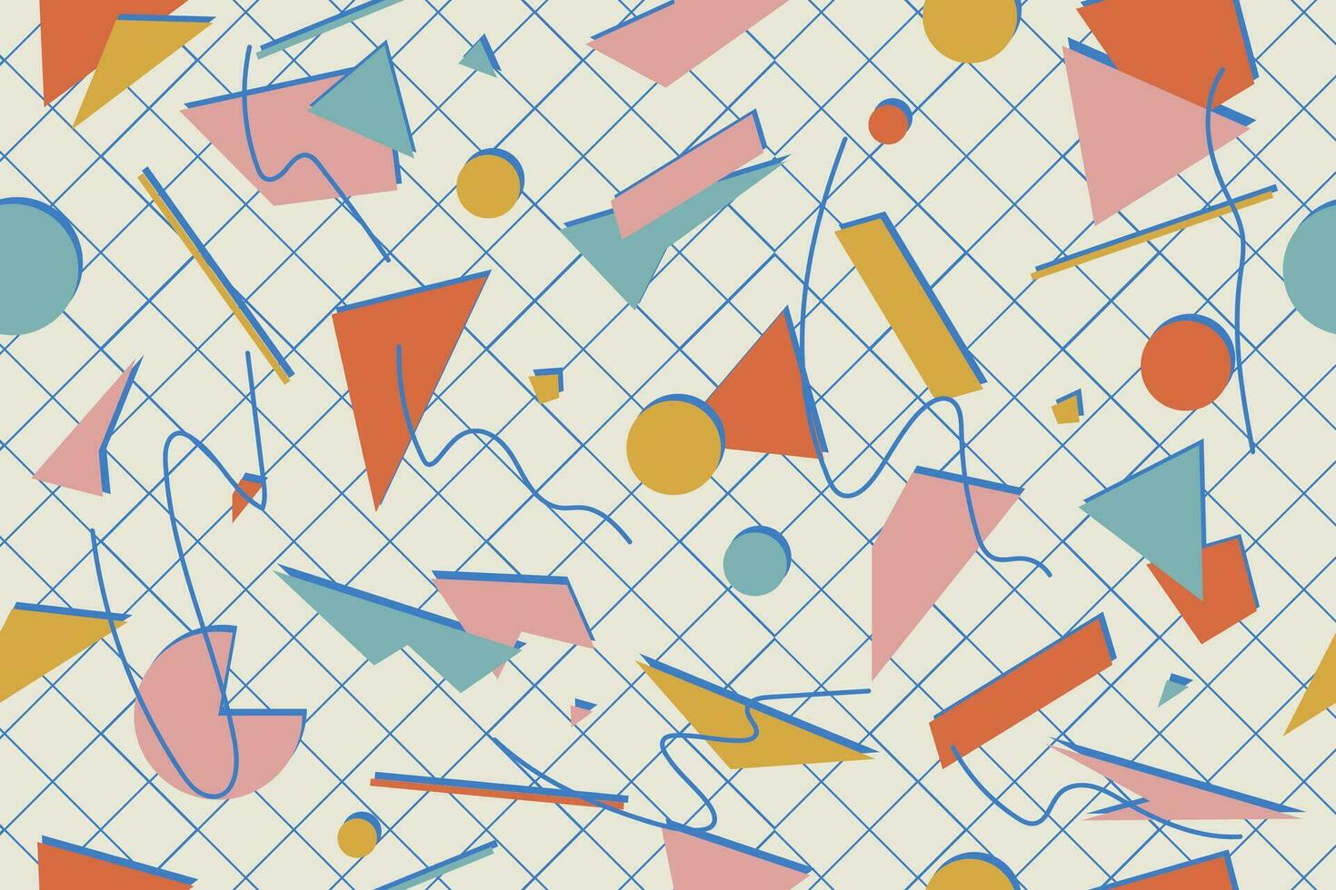 90s seamless pattern colourful memphis style retro background or retro 80s wallpaper vector