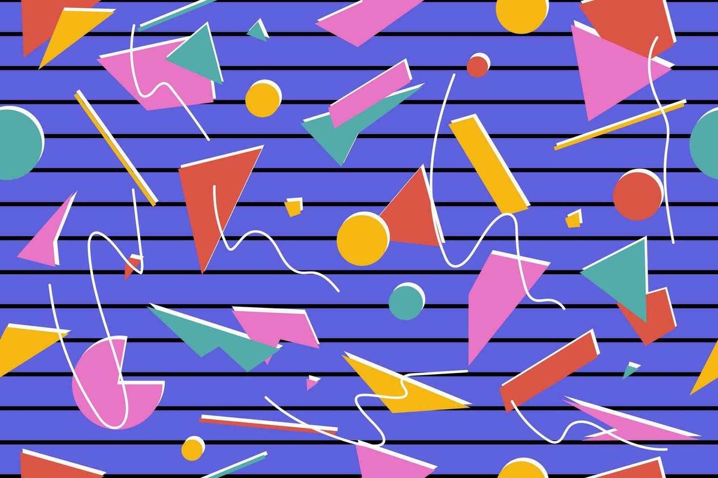 90s seamless pattern colourful memphis style retro background or retro 80s wallpaper vector