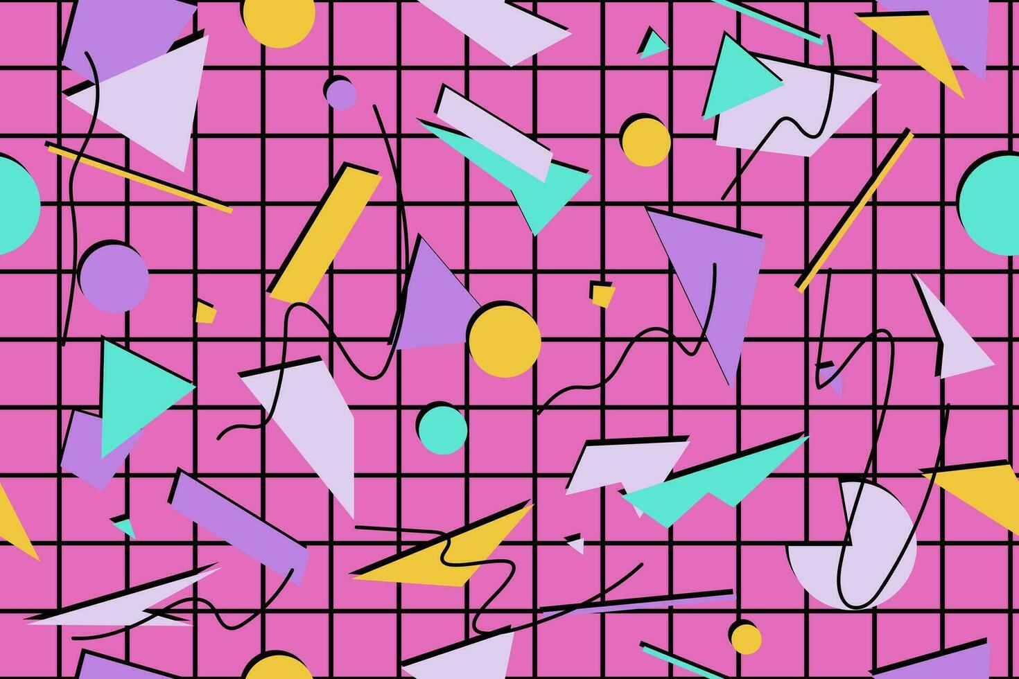 90s seamless pattern colourful memphis style retro background or retro 80s wallpaper vector
