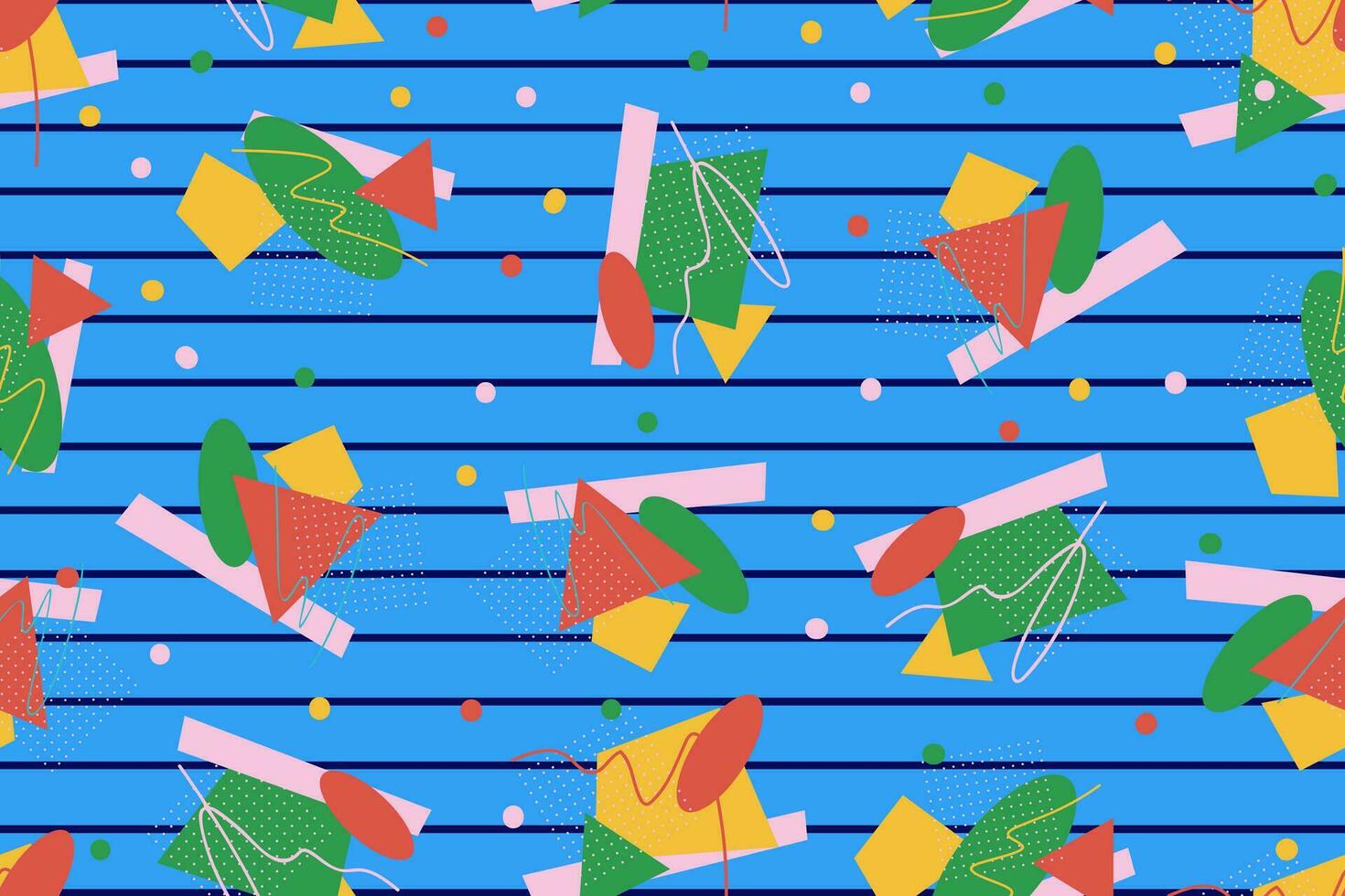 90s seamless pattern colourful memphis style retro background or retro 80s wallpaper vector