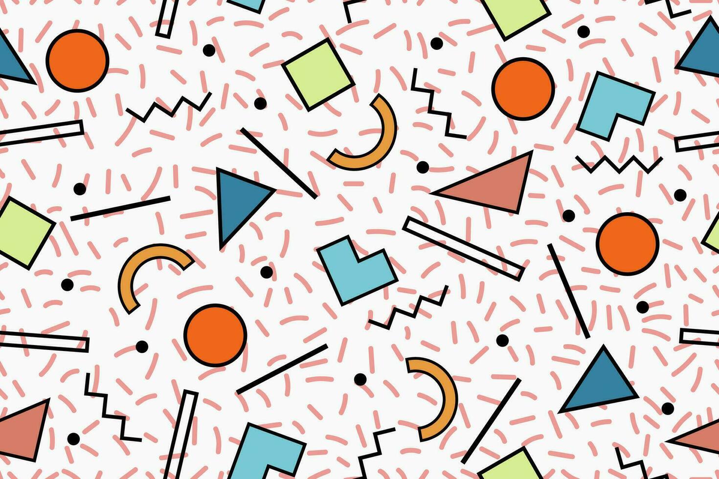 90s seamless pattern colourful memphis style retro background or retro 80s wallpaper vector