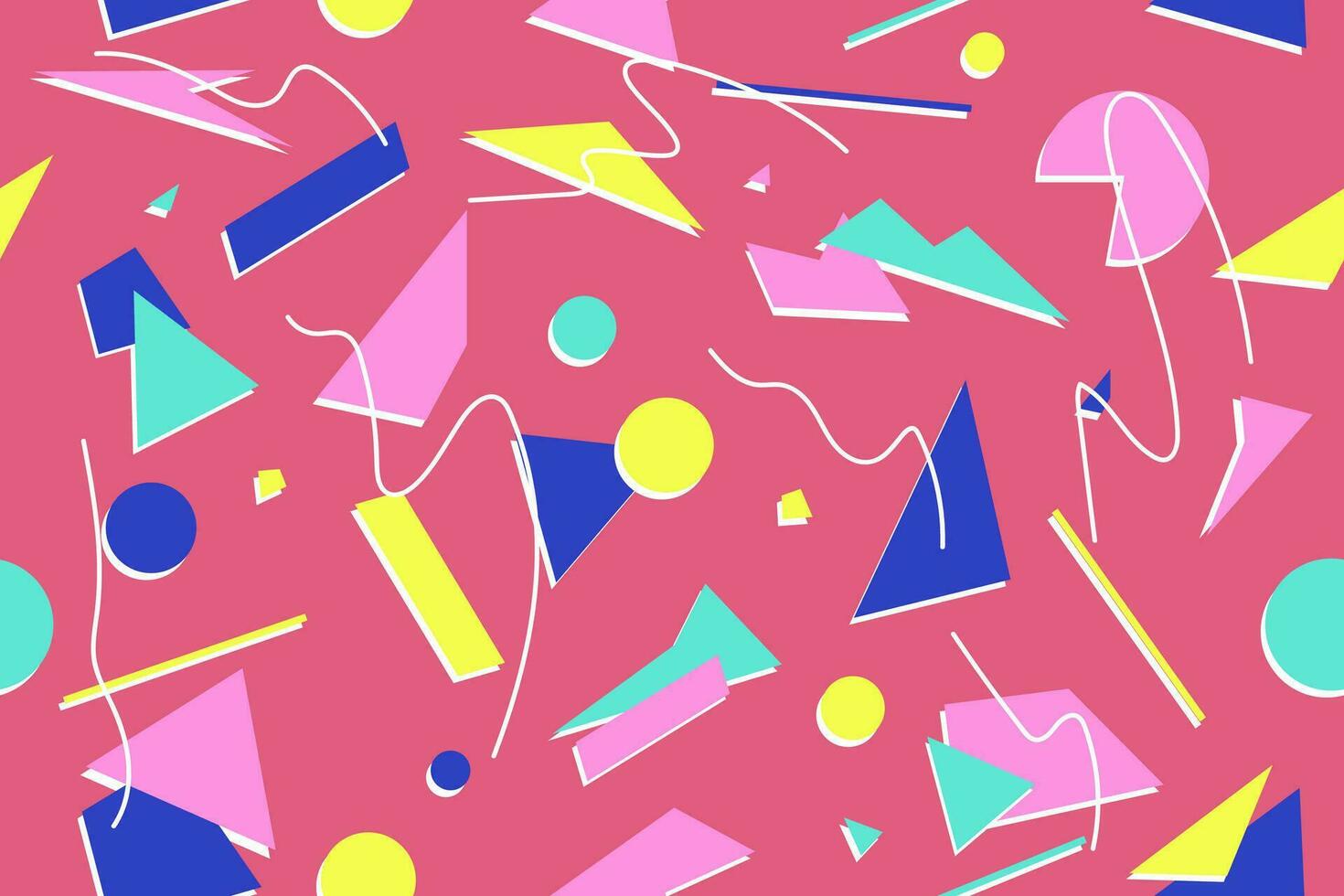 90s seamless pattern colourful memphis style retro background or retro 80s wallpaper vector