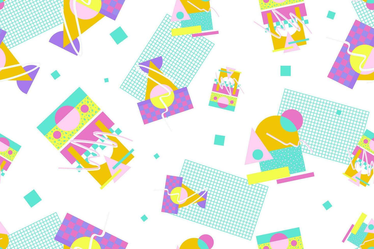 90s seamless pattern colourful memphis style retro background or retro 80s wallpaper vector