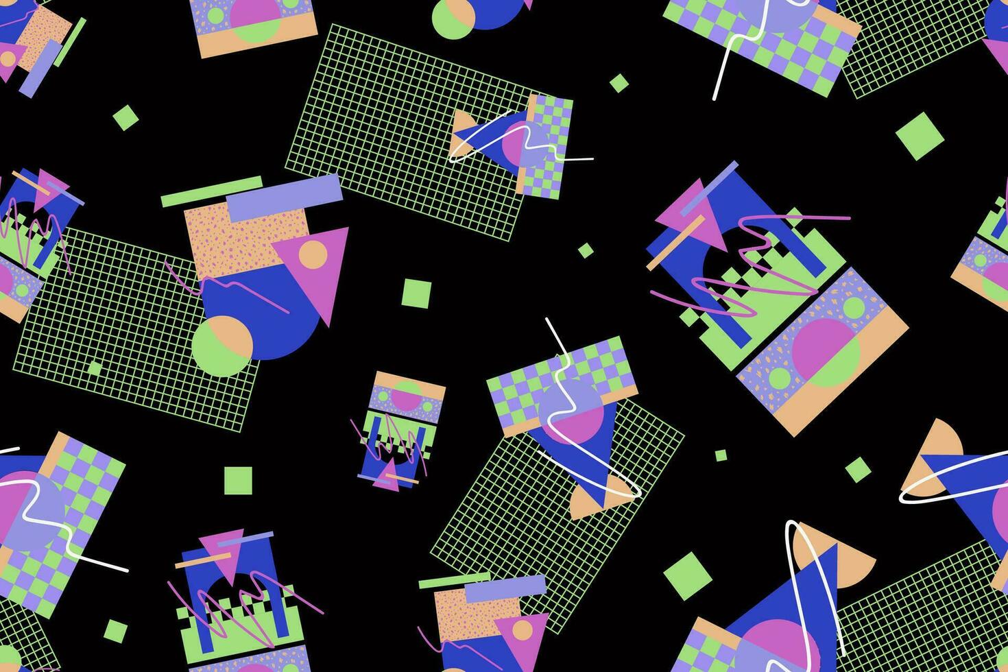 90s seamless pattern colourful memphis style retro background or retro 80s wallpaper vector