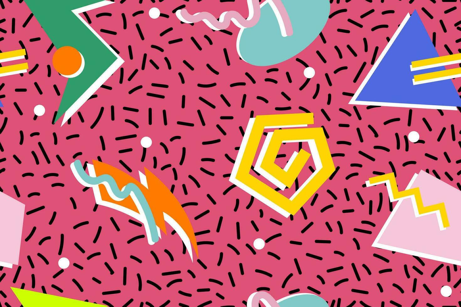 90s seamless pattern colourful memphis style retro background or retro 80s wallpaper vector