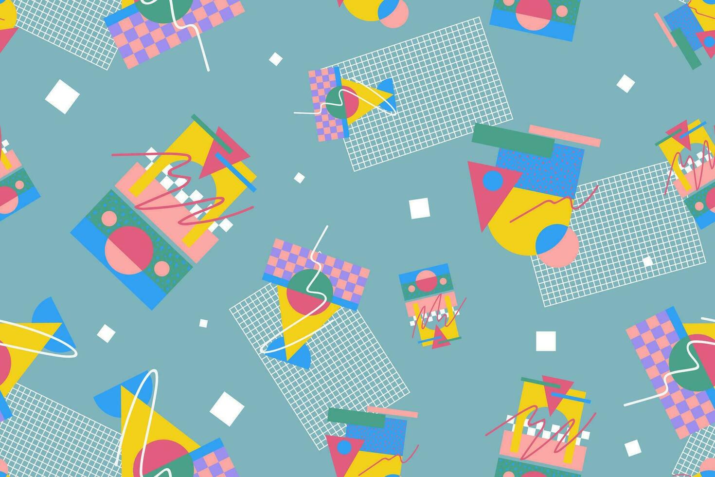 90s seamless pattern colourful memphis style retro background or retro 80s wallpaper vector