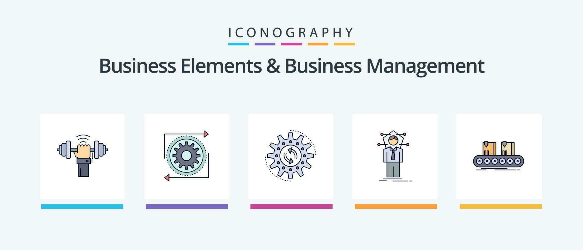 Business Elements And Business Managment Line Filled 5 Icon Pack Including processing. efficiency. money. plan. foretelling. Creative Icons Design vector