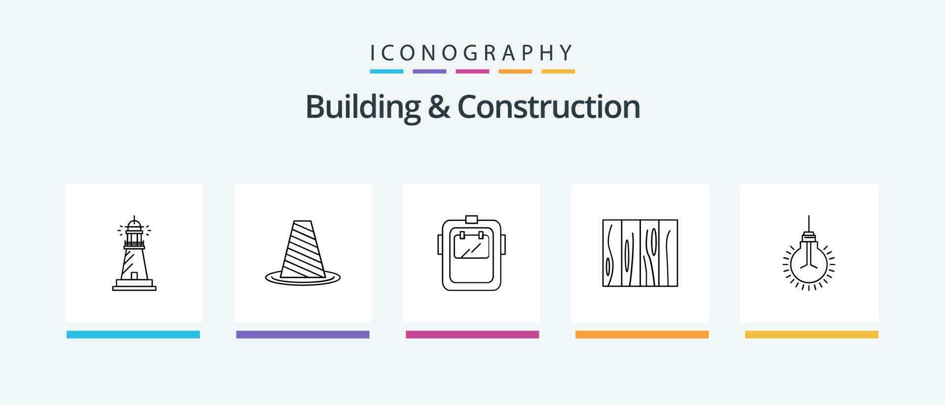 Building And Construction Line 5 Icon Pack Including color. paint. engineer. electronics. machine. Creative Icons Design vector