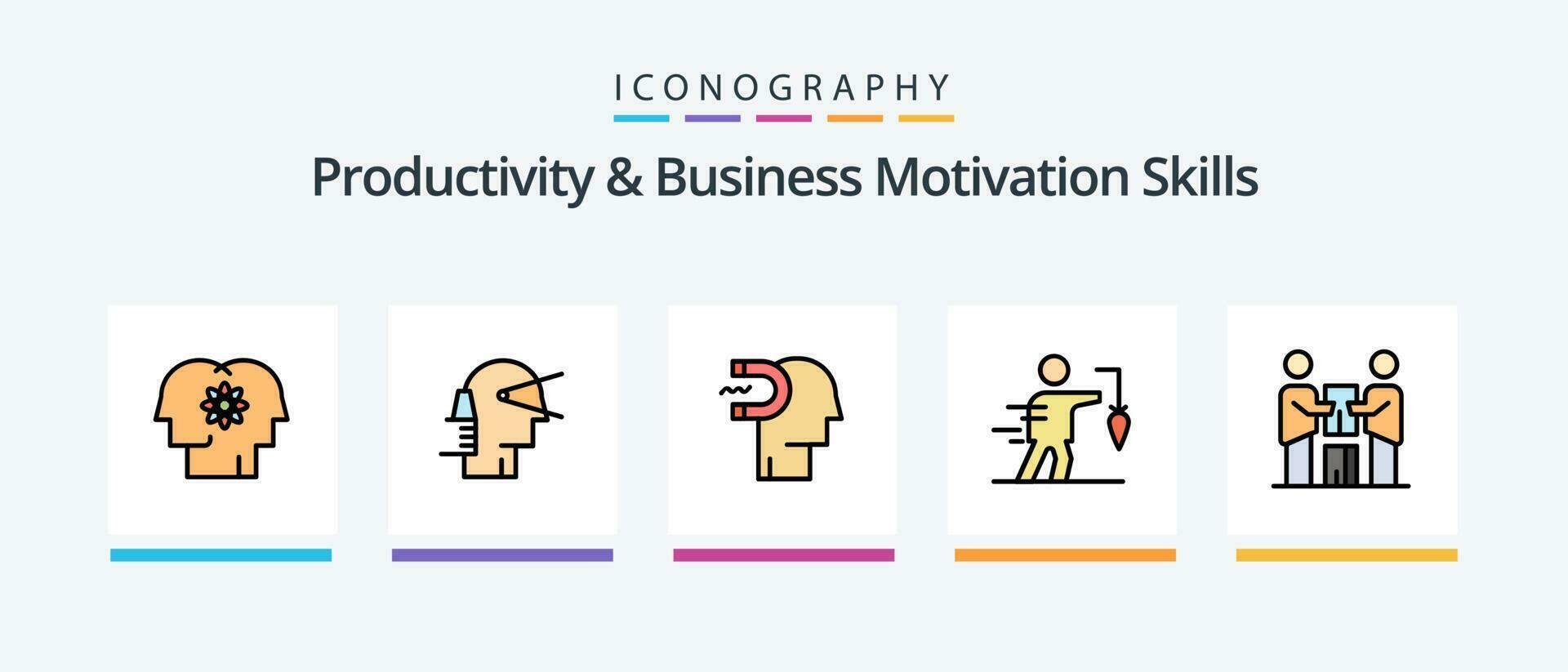 Productivity And Business Motivation Skills Line Filled 5 Icon Pack Including forward. break. fall. arrows. partnership. Creative Icons Design vector